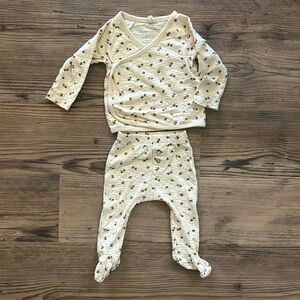 Quincy Mae 2 piece pointelle wrap top + footed pant set